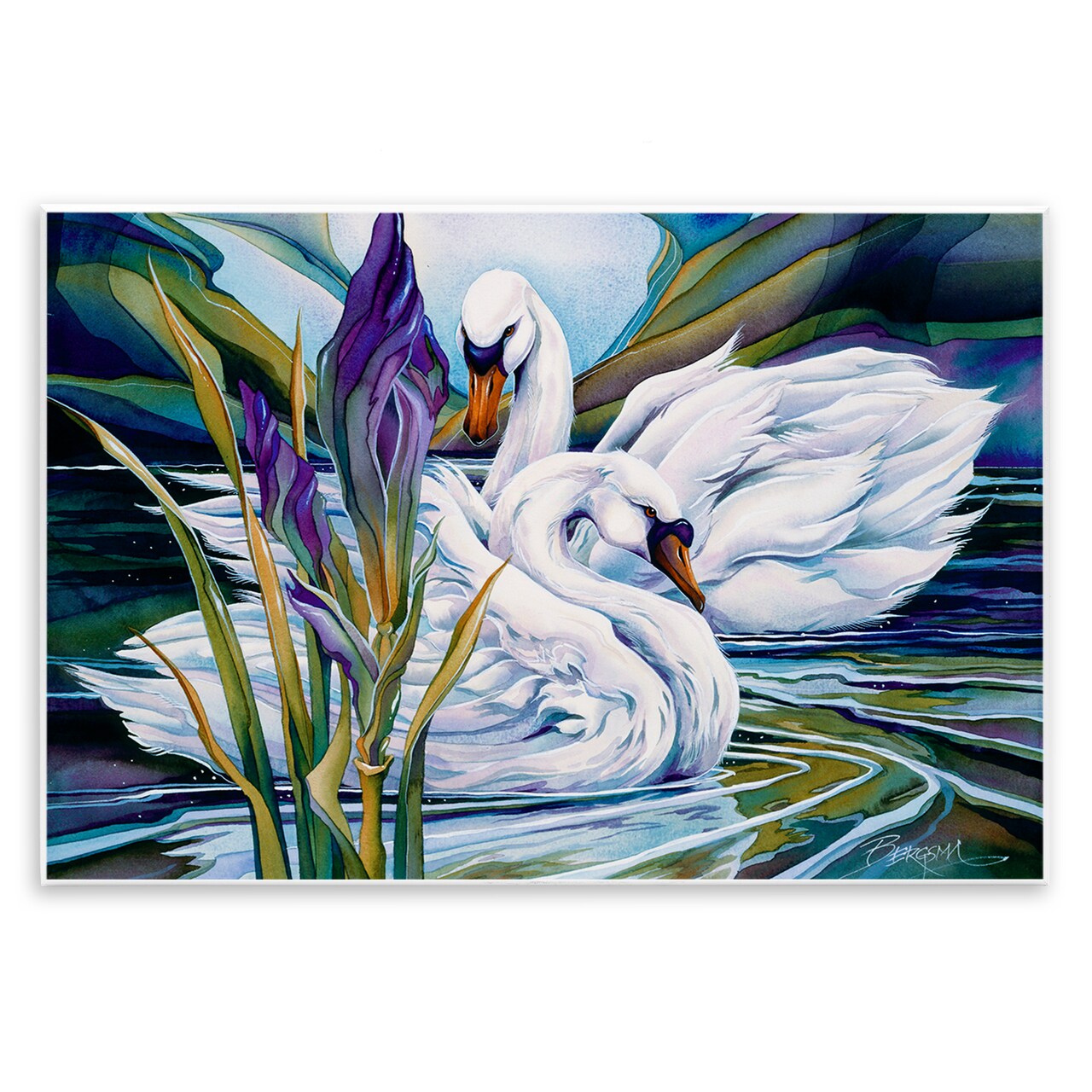 Stupell Industries Swans with Abstract Pond Ripples Wall Plaque Design by Jody Bergsma